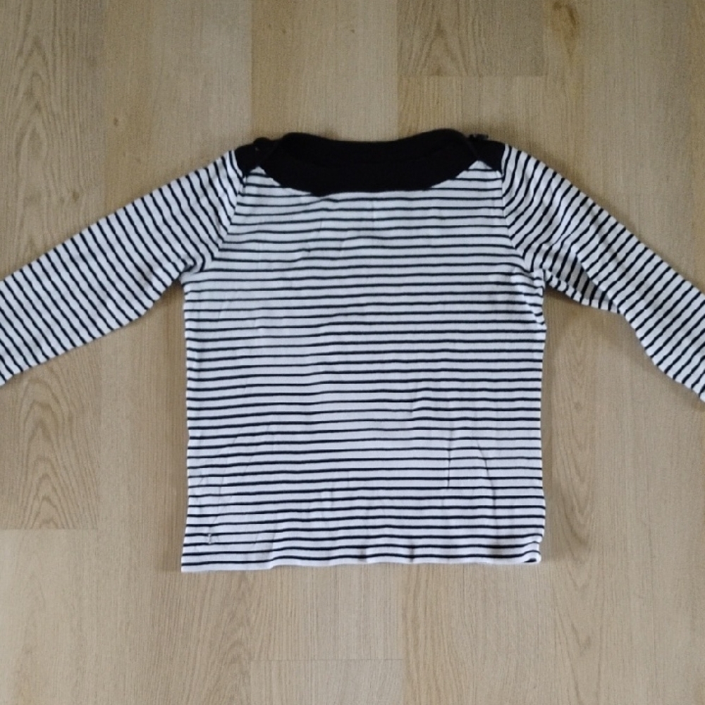 Ralph Lauren Black and White 3/4 Length Sleeve Striped Top 100% Cotton